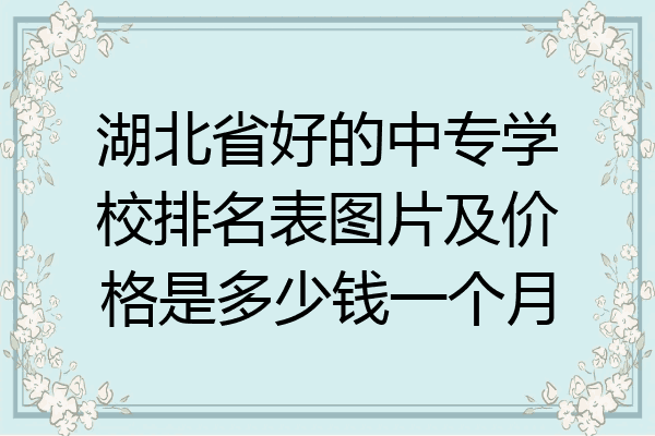 湖北省好的中专学校排名表图片及价格是多少钱一个月