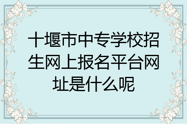 十堰市中专学校招生网上报名平台网址是什么呢