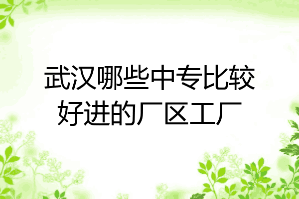 武汉哪些中专比较好进的厂区工厂