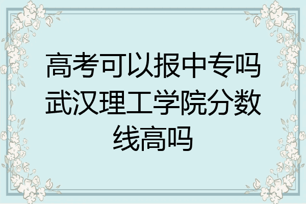 高考可以报中专吗武汉理工学院分数线高吗