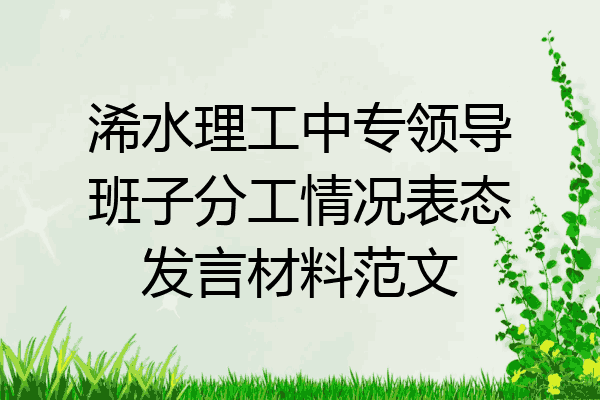 浠水理工中专领导班子分工情况表态发言材料范文