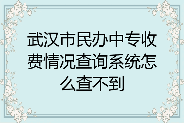 武汉市民办中专收费情况查询系统怎么查不到