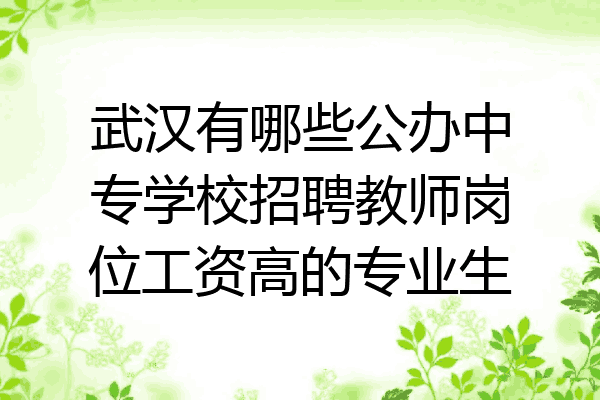 武汉有哪些公办中专学校招聘教师岗位工资高的专业生