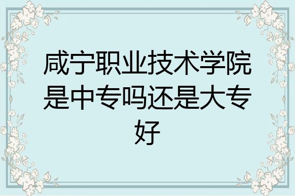 咸宁职业技术学院是中专吗还是大专好