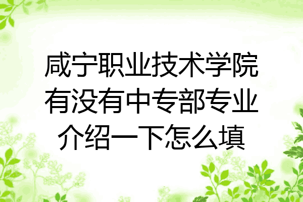 咸宁职业技术学院有没有中专部专业介绍一下怎么填