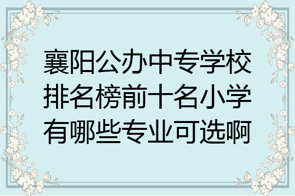 襄阳公办中专学校排名榜前十名小学有哪些专业可选啊