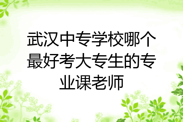 武汉中专学校哪个最好考大专生的专业课老师