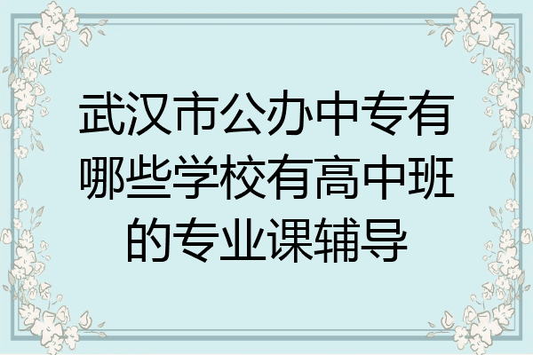 武汉市公办中专有哪些学校有高中班的专业课辅导