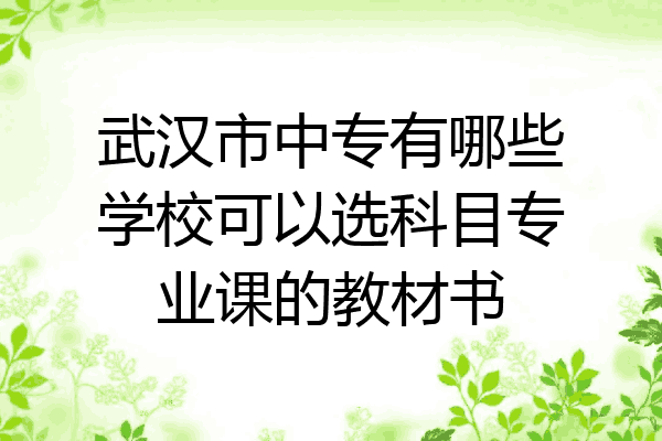 武汉市中专有哪些学校可以选科目专业课的教材书