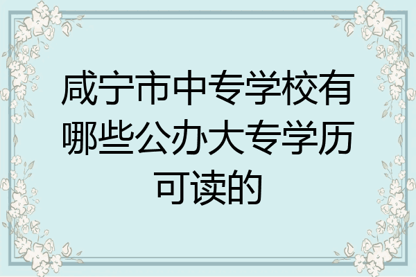 咸宁市中专学校有哪些公办大专学历可读的