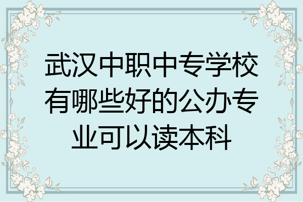 武汉中职中专学校有哪些好的公办专业可以读本科