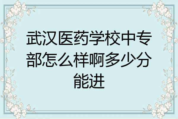 武汉医药学校中专部怎么样啊多少分能进