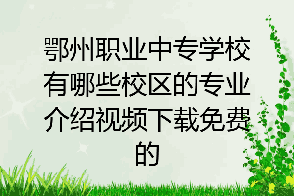 鄂州职业中专学校有哪些校区的专业介绍视频下载免费的