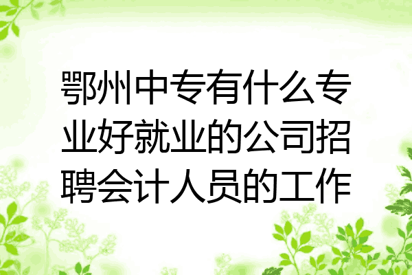 鄂州中专有什么专业好就业的公司招聘会计人员的工作