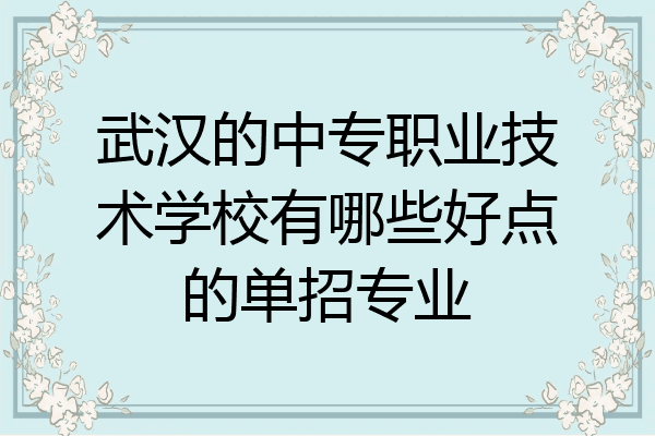 武汉的中专职业技术学校有哪些好点的单招专业