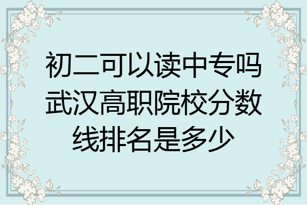 初二可以读中专吗武汉高职院校分数线排名是多少