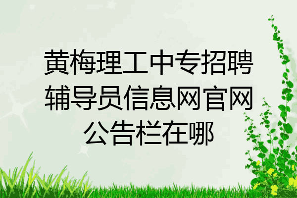 黄梅理工中专招聘辅导员信息网官网公告栏在哪