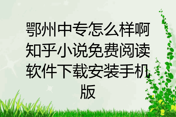 鄂州中专怎么样啊知乎小说免费阅读软件下载安装手机版