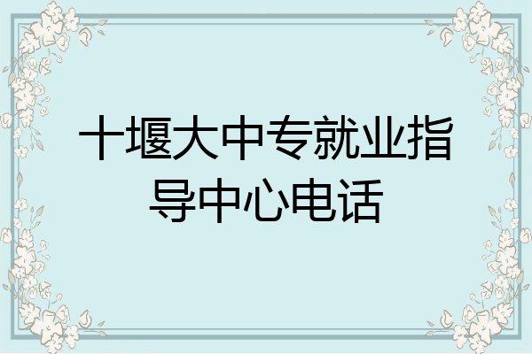 十堰大中专就业指导中心电话