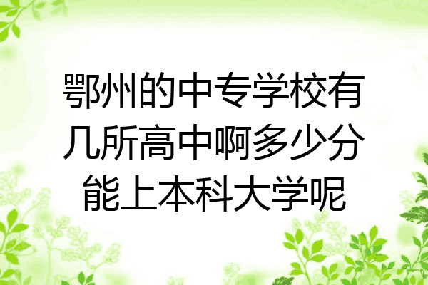鄂州的中专学校有几所高中啊多少分能上本科大学呢