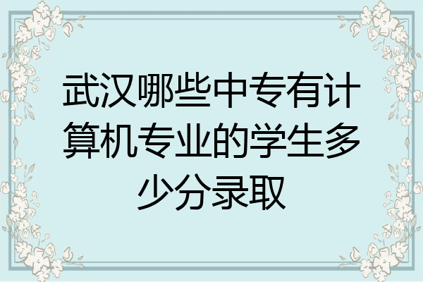 武汉哪些中专有计算机专业的学生多少分录取