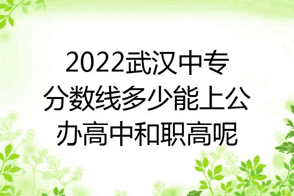 2022武汉中专分数线多少能上公办高中和职高呢