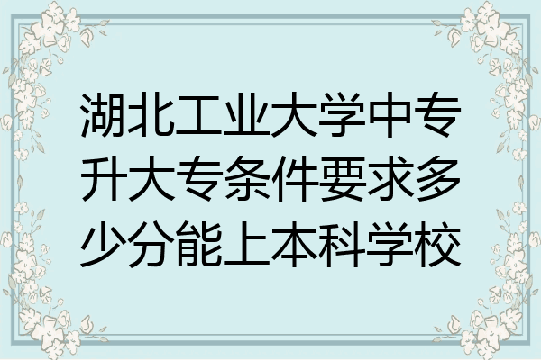 湖北工业大学中专升大专条件要求多少分能上本科学校