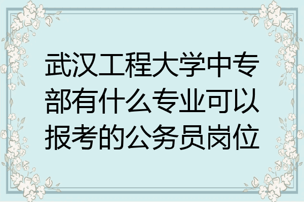 武汉工程大学中专部有什么专业可以报考的公务员岗位