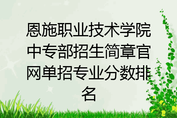 恩施职业技术学院中专部招生简章官网单招专业分数排名