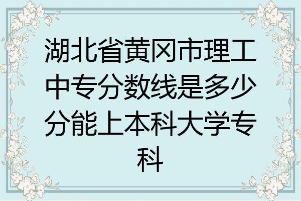 湖北省黄冈市理工中专分数线是多少分能上本科大学专科