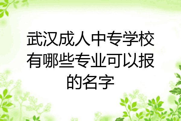 武汉成人中专学校有哪些专业可以报的名字