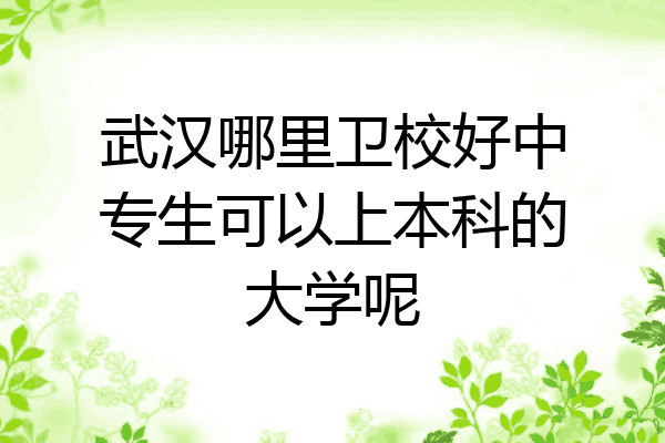 武汉哪里卫校好中专生可以上本科的大学呢