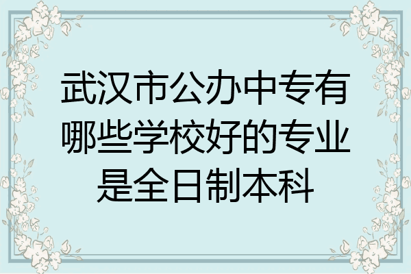 武汉市公办中专有哪些学校好的专业是全日制本科