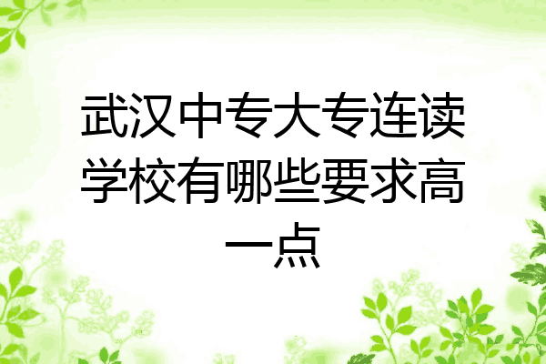 武汉中专大专连读学校有哪些要求高一点