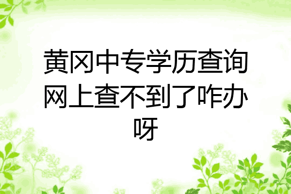 黄冈中专学历查询网上查不到了咋办呀