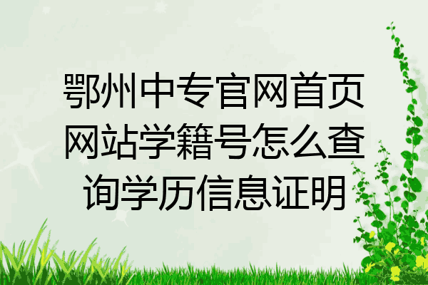 鄂州中专官网首页网站学籍号怎么查询学历信息证明