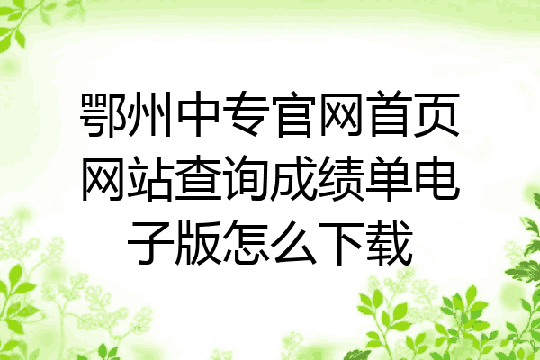 鄂州中专官网首页网站查询成绩单电子版怎么下载
