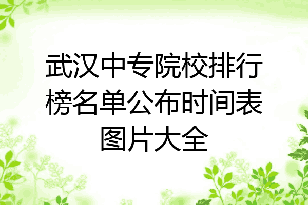 武汉中专院校排行榜名单公布时间表图片大全