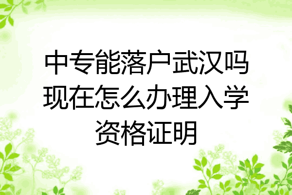 中专能落户武汉吗现在怎么办理入学资格证明