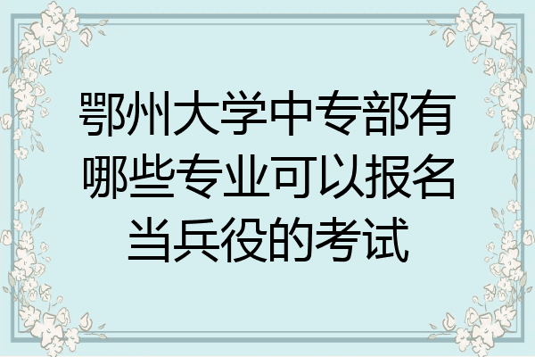 鄂州大学中专部有哪些专业可以报名当兵役的考试