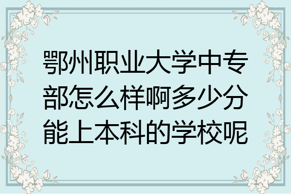 鄂州职业大学中专部怎么样啊多少分能上本科的学校呢