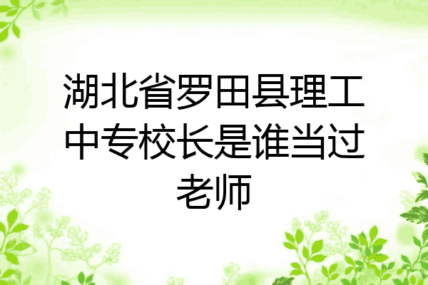 湖北省罗田县理工中专校长是谁当过老师