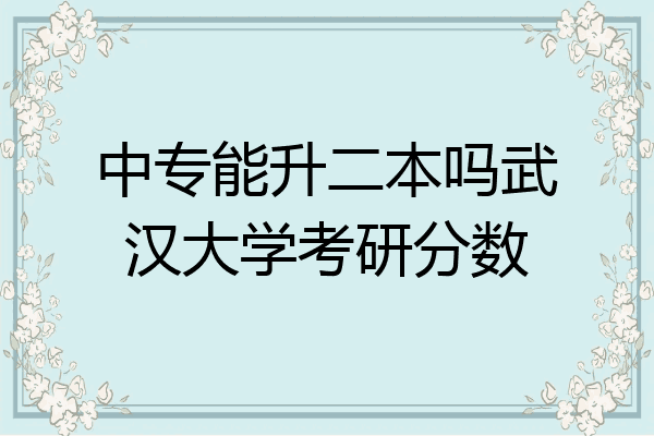 中专能升二本吗武汉大学考研分数