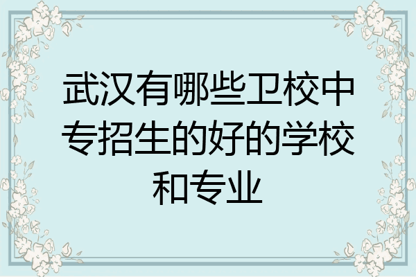 武汉有哪些卫校中专招生的好的学校和专业