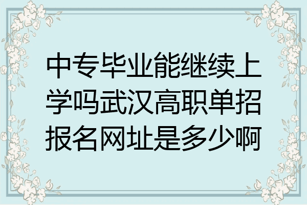 中专毕业能继续上学吗武汉高职单招报名网址是多少啊