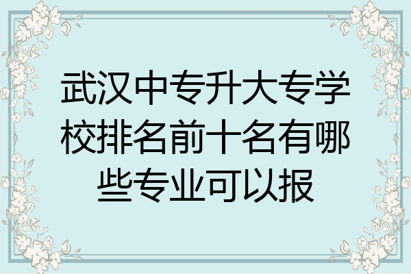 武汉中专升大专学校排名前十名有哪些专业可以报