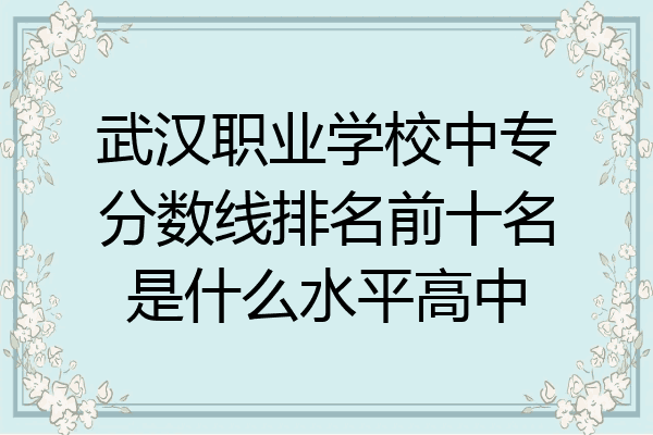 武汉职业学校中专分数线排名前十名是什么水平高中