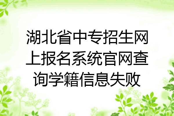 湖北省中专招生网上报名系统官网查询学籍信息失败