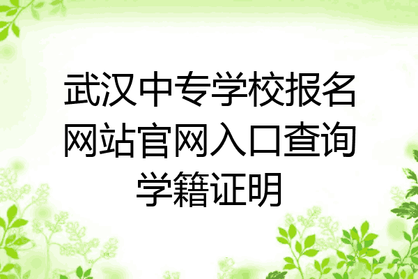 武汉中专学校报名网站官网入口查询学籍证明
