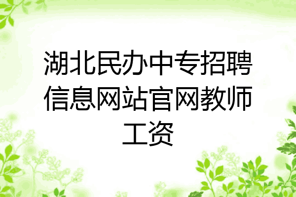 湖北民办中专招聘信息网站官网教师工资